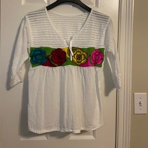 Hand Embroidered Mexican Blouse